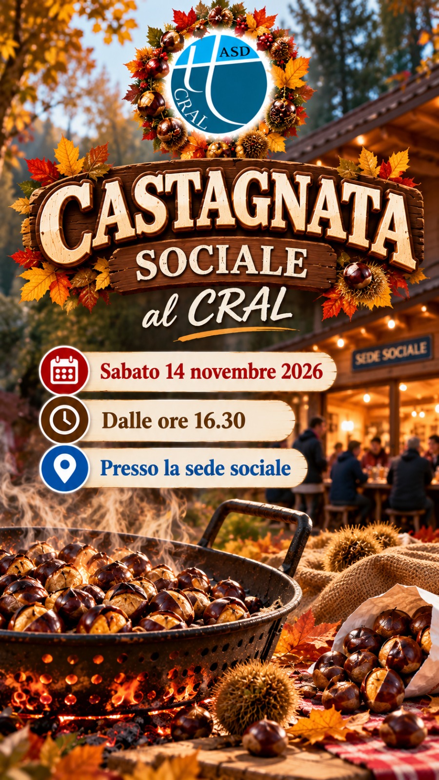 Castagnata sociale Sabato 14 novembre 2026 dalle 16.30